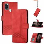 For OPPO A53 2020 Cubic Skin Feel Flip Leather Phone Case(Red)