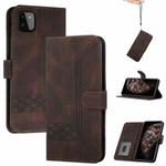 For OPPO A93 2020 Cubic Skin Feel Flip Leather Phone Case(Dark Brown)