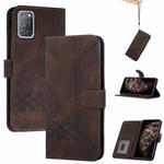 For OPPO A94 5G Cubic Skin Feel Flip Leather Phone Case(Dark Brown)