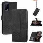 For OPPO Realme 7 4G Cubic Skin Feel Flip Leather Phone Case(Black)
