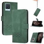 For OPPO Realme 8 5G Cubic Skin Feel Flip Leather Phone Case(Dark Green)