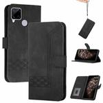 For OPPO Realme C12 / C15 Cubic Skin Feel Flip Leather Phone Case(Black)