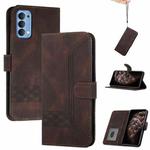 For OPPO Reno4 Cubic Skin Feel Flip Leather Phone Case(Dark Brown)