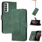For OPPO Reno4 Pro 4G Cubic Skin Feel Flip Leather Phone Case(Dark Green)