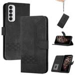 For OPPO Reno4 Pro 4G Cubic Skin Feel Flip Leather Phone Case(Black)