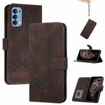 For OPPO Reno5 Pro 5G Cubic Skin Feel Flip Leather Phone Case(Dark Brown)