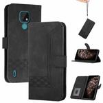 For Motorola Moto E7 Cubic Skin Feel Flip Leather Phone Case(Black)