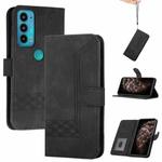For Motorola Edge 20 Cubic Skin Feel Flip Leather Phone Case(Black)