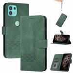 For Motorola Edge 20 Lite Cubic Skin Feel Flip Leather Phone Case(Dark Green)