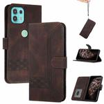 For Motorola Edge 20 Lite Cubic Skin Feel Flip Leather Phone Case(Dark Brown)