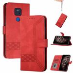 For Motorola Moto G Play 2021 Cubic Skin Feel Flip Leather Phone Case(Red)