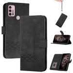 For Motorola Moto G10 / G20 / G30 Cubic Skin Feel Flip Leather Phone Case(Black)