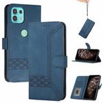 For Motorola Moto G50 5G Cubic Skin Feel Flip Leather Phone Case(RoyalBlue)