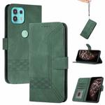 For Motorola Moto G50 5G Cubic Skin Feel Flip Leather Phone Case(Dark Green)