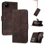 For Google Pixel 4a Cubic Skin Feel Flip Leather Phone Case(Dark Brown)