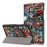 For Lenovo Tab M8 Coloured Drawing Pattern Horizontal Deformation Flip Leather Case with Three-folding Holder(Graffiti)