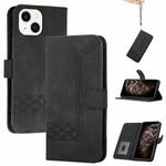 For iPhone 13 mini Cubic Skin Feel Flip Leather Phone Case (Black)