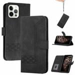 For iPhone 13 Pro Cubic Skin Feel Flip Leather Phone Case (Black)