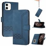 For iPhone 12 mini Cubic Skin Feel Flip Leather Phone Case (Blue)