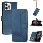 For iPhone 12 / 12 Pro Cubic Skin Feel Flip Leather Phone Case(Blue)