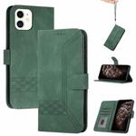 For iPhone 11 Cubic Skin Feel Flip Leather Phone Case (Green)