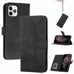 For iPhone 11 Pro Cubic Skin Feel Flip Leather Phone Case (Black)