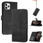 For iPhone 11 Pro Max Cubic Skin Feel Flip Leather Phone Case (Black)