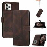For iPhone 11 Pro Max Cubic Skin Feel Flip Leather Phone Case (Brown)