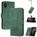 For iPhone X / XS Cubic Skin Feel Flip Leather Phone Case(Green)