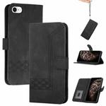 For iPhone SE 2022 / SE 2020 / 8 / 7 Cubic Skin Feel Flip Leather Phone Case(Black)