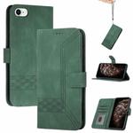 For iPhone SE 2022 / SE 2020 / 8 / 7 Cubic Skin Feel Flip Leather Phone Case(Green)