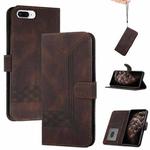 Cubic Skin Feel Flip Leather Phone Case For iPhone 7 Plus / 8 Plus(Brown)