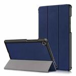 For Lenovo Tab M8 Custer Texture Horizontal Flip Smart TPU Leather Case with Three-folding Holder(Dark Blue)