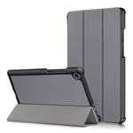 For Lenovo Tab M8 Custer Texture Horizontal Flip Smart TPU Leather Case with Three-folding Holder(Grey)