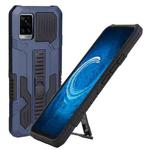 For vivo V20 Vanguard Warrior All Inclusive Double-color Shockproof TPU + PC Phone Case with Holder(Blue)