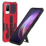 For vivo V21 Vanguard Warrior All Inclusive Double-color Shockproof TPU + PC Phone Case with Holder(Red)