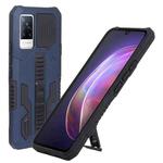 For vivo V21 Vanguard Warrior All Inclusive Double-color Shockproof TPU + PC Phone Case with Holder(Blue)