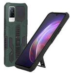 For vivo V21 Vanguard Warrior All Inclusive Double-color Shockproof TPU + PC Phone Case with Holder(Green)