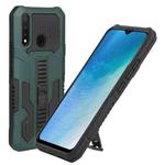 For vivo Y19 Vanguard Warrior All Inclusive Double-color Shockproof TPU + PC Phone Case with Holder(Green)