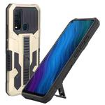 For vivo Y50 Vanguard Warrior All Inclusive Double-color Shockproof TPU + PC Phone Case with Holder(Gold)