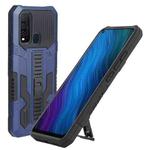 For vivo Y50 Vanguard Warrior All Inclusive Double-color Shockproof TPU + PC Phone Case with Holder(Blue)