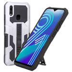 For vivo Y91 Vanguard Warrior All Inclusive Double-color Shockproof TPU + PC Phone Case with Holder(Silver)