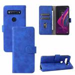 For TCL 10 SE Solid Color Skin Feel Magnetic Buckle Leather Phone Case(Blue)