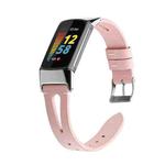 For Fitbit Charge 5 FC5-18 Pointed Tail Leather Strap Watch Band(Pink)