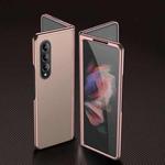 For Samsung Galaxy Z Fold3 5G Plating Leather Phone Case(Rose Gold)