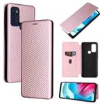 For Motorola Moto G60S Carbon Fiber Texture Leather Phone Case with Card Slot(Pink)