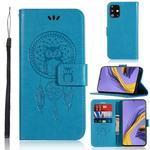 For Galaxy A51 Wind Chime Owl Embossing Pattern Horizontal Flip Leather Case with Holder & Card Slots & Wallet(Blue)