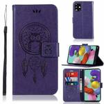 For Galaxy A71 Wind Chime Owl Embossing Pattern Horizontal Flip Leather Case with Holder & Card Slots & Wallet(Purple)
