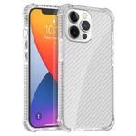 For iPhone 13 Pro Max Carbon Fiber Texture Four-corner Shockproof Phone Case (White)