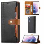 For Samsung Galaxy S22 5G Calf Texture Double Fold Leather Phone Case(Black)